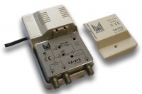 CA-215_ zesilovač, 1 vstup VHF/ UHF,  2 výstupy,  zpětný kanál 5-30 MHz